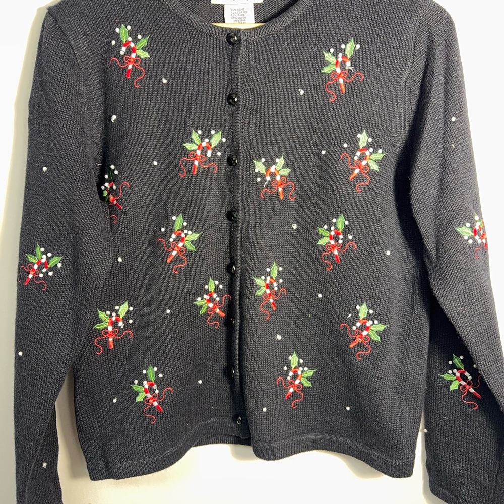 Vintage Holiday Embroidered Christmas‎ Cardigan